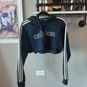 Cropped navy blue mens adidas hoodie